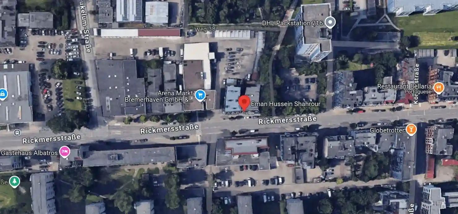 Karte zeigt den Standort von Frau Eman Hussein Shahrour